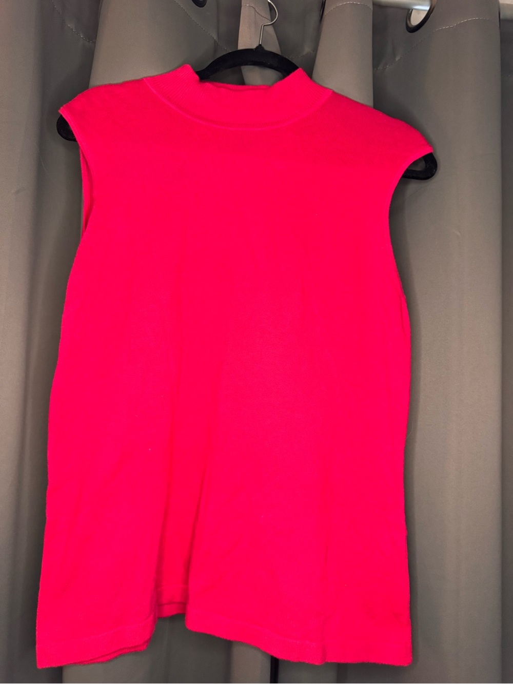 Kim Rogers Sleeveless Mock Neck Tank in Bright Hot Pink